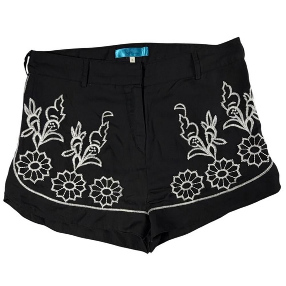 Francesca's Black Embroidered Boho Shorts Floral Size M
